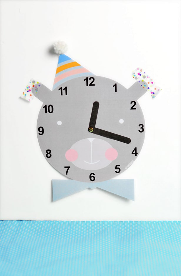 CUTE FREE PRINTABLE CLOCK FOR KIDS